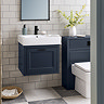Chatsworth Traditional Blue Wall Hung Vanity - 560mm Wide with Matt Black Handle