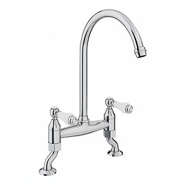 Chatsworth Chrome Traditional Bridge Lever Kitchen Sink Mixer