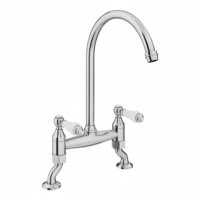 Chatsworth Chrome Traditional Bridge Lever Kitchen Sink Mixer