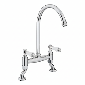 Chatsworth Chrome Traditional Bridge Lever Kitchen Sink Mixer