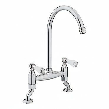 Chatsworth Traditional Bridge Lever Kitchen Sink Mixer - Chrome