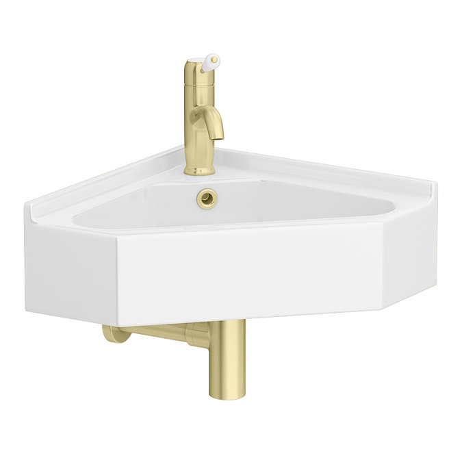 Chatsworth Traditional Corner Cloakroom Basin 1TH - Gloss White  Profile Large Image