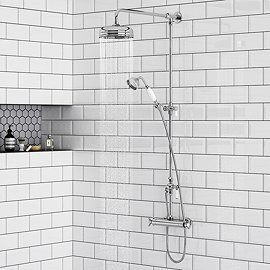 Chatsworth Traditional Crosshead Top Outlet Thermostatic Bar Shower Valve incl. Rigid Riser Kit