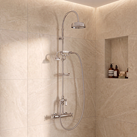Chatsworth Traditional Thermostatic Bar Shower Valve & Arching Riser Kit - Chrome