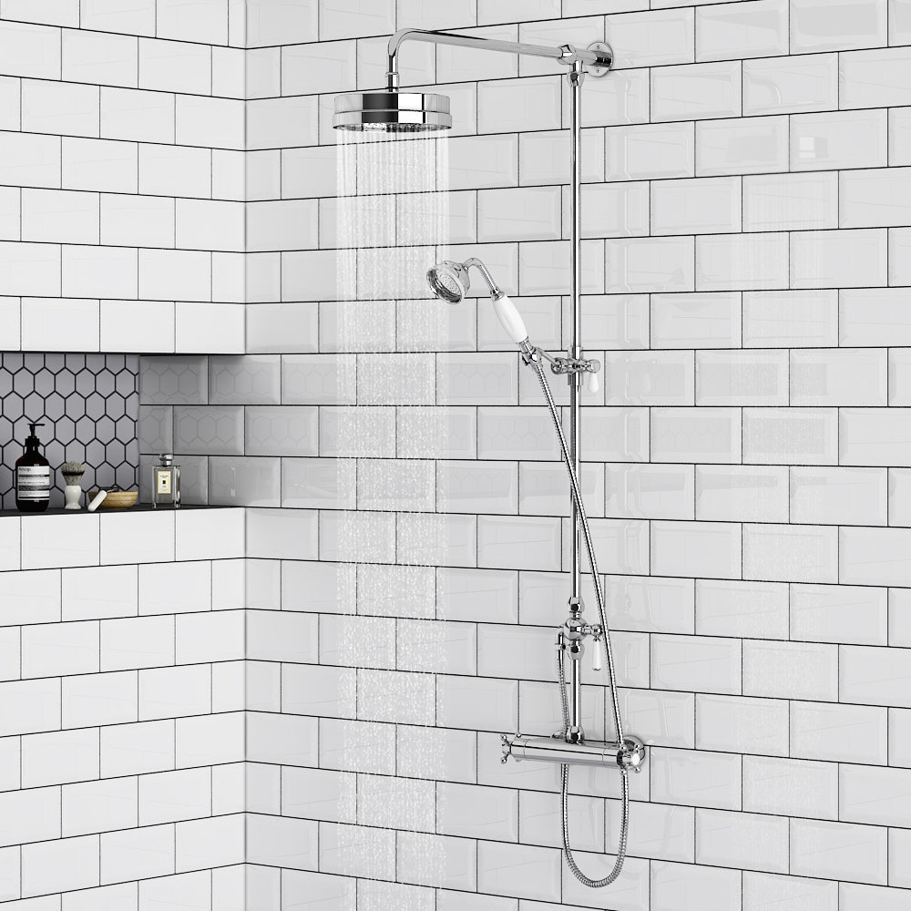 Chatsworth Traditional Crosshead Top Outlet Thermostatic Bar Shower Valve Inc. Rigid Riser Kit