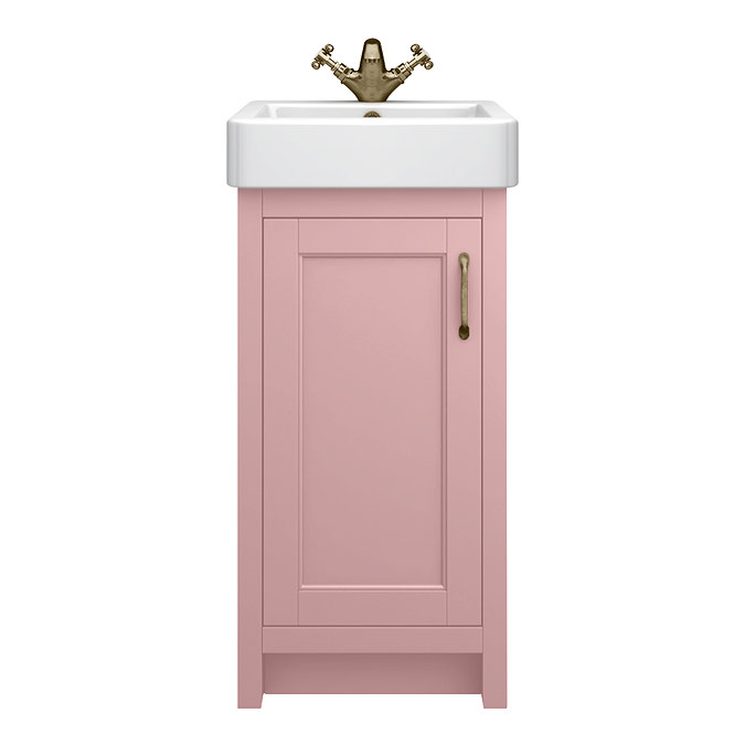 Chatsworth Traditional Dusky Pink Vanity - 425mm Wide with Antique Brass Handle