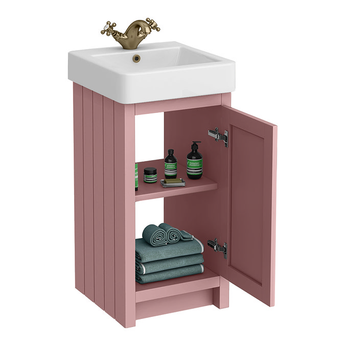 Chatsworth Traditional Dusky Pink Vanity - 425mm Wide with Antique Brass Handle