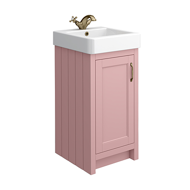 Chatsworth Traditional Dusky Pink Vanity - 425mm Wide with Antique Brass Handle