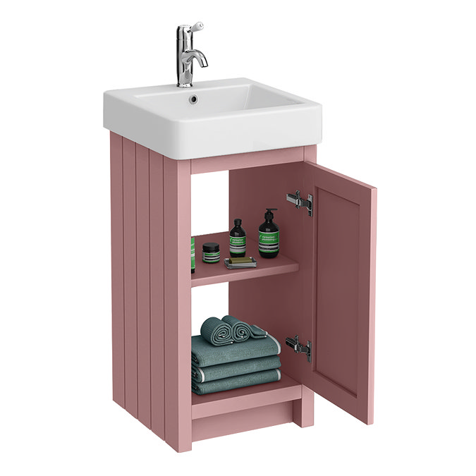 Chatsworth Traditional Dusky Pink Vanity - 425mm Wide with Chrome Handle