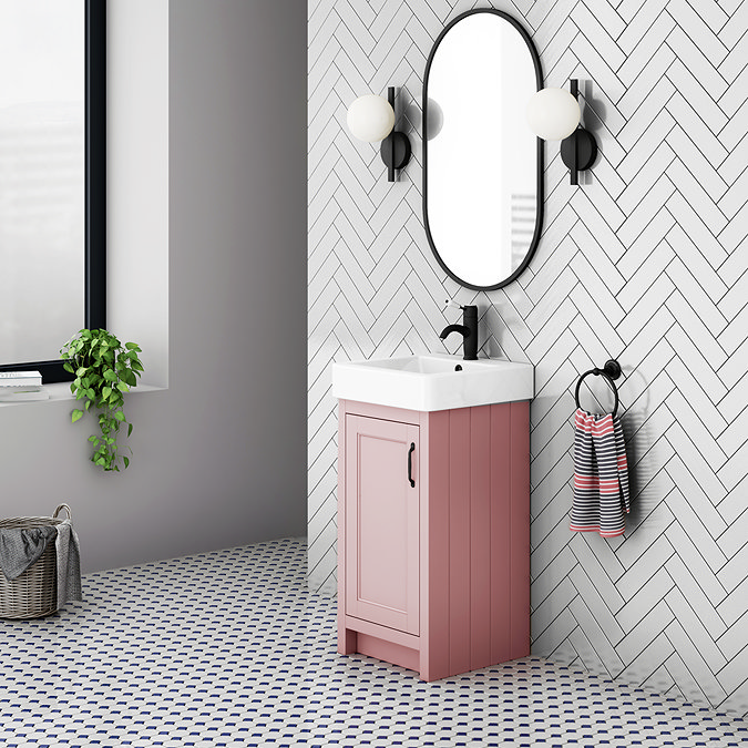 Chatsworth Traditional Dusky Pink Vanity - 425mm Wide with Matt Black Handle