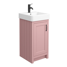 Chatsworth Traditional Dusky Pink Vanity - 425mm Wide with Matt Black Handle Large Image