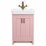Chatsworth Traditional Dusky Pink Vanity - 560mm Wide with Antique Brass Handles