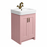 Chatsworth Traditional Dusky Pink Vanity - 560mm Wide with Antique Brass Handles