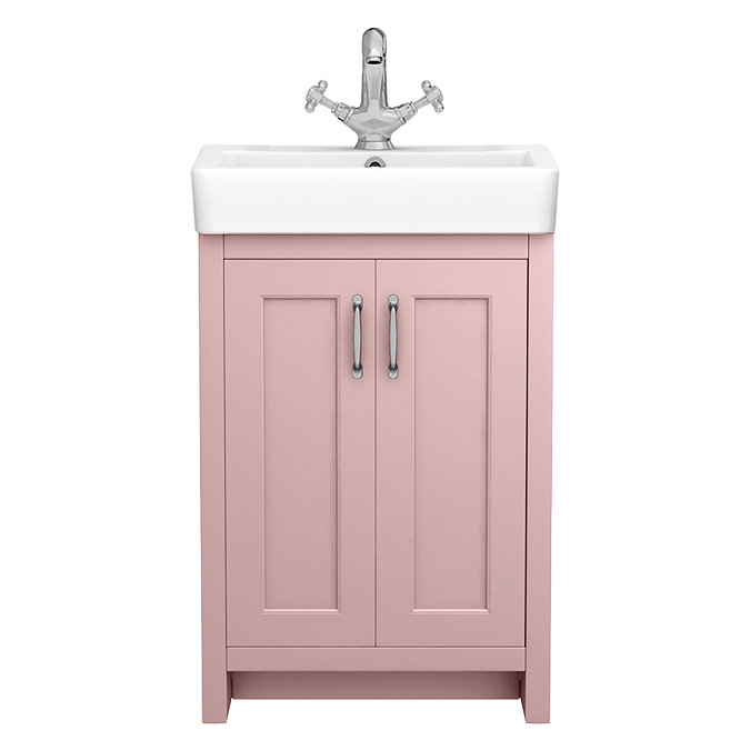 Chatsworth Traditional Dusky Pink Vanity - 560mm Wide with Chrome Handles