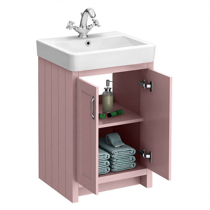 Chatsworth Traditional Dusky Pink Vanity - 560mm Wide with Chrome Handles