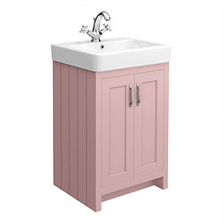 Chatsworth Traditional Dusky Pink Vanity - 560mm Wide with Chrome Handles