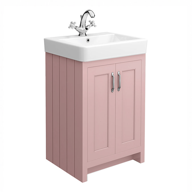 Chatsworth Traditional Dusky Pink Vanity - 560mm Wide with Chrome Handles