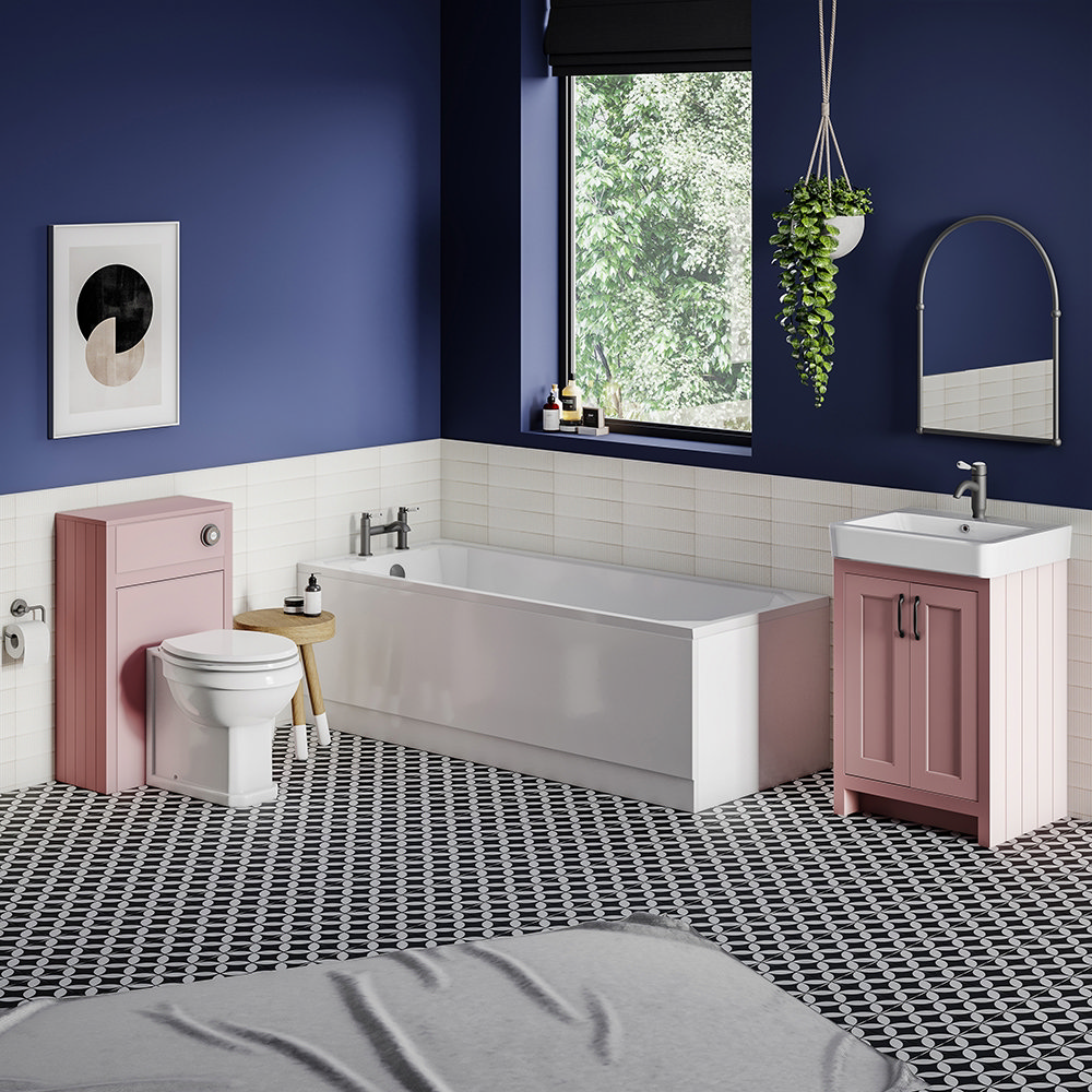 Chatsworth Traditional Dusky Pink Vanity 560mm Wide with Matt Black