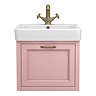 Chatsworth Traditional Dusky Pink Wall Hung Vanity - 560mm Wide with Antique Brass Handle