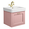 Chatsworth Traditional Dusky Pink Wall Hung Vanity - 560mm Wide with Brushed Brass Handle