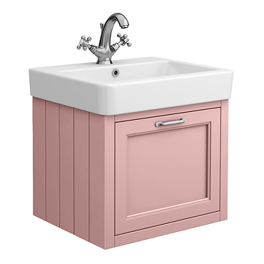 Chatsworth Traditional Dusky Pink Wall Hung Vanity - 560mm Wide with Chrome Handle
