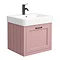 Chatsworth Traditional Dusky Pink Wall Hung Vanity - 560mm Wide with Matt Black Handle  Feature Large Image