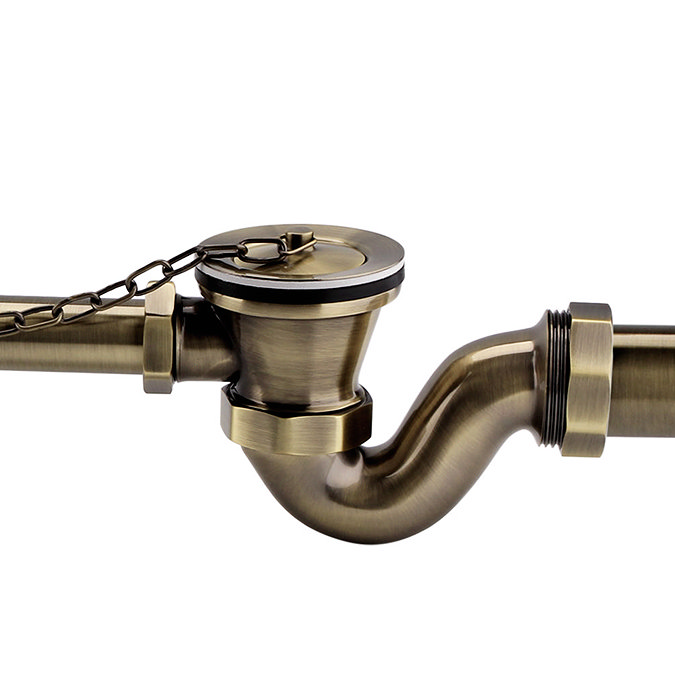 Chatsworth Traditional Exposed Bath Waste Kit Including Shallow P Trap - Antique Brass