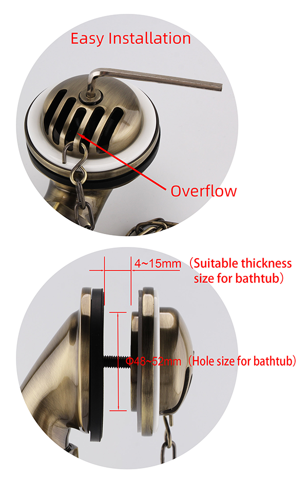 Chatsworth Traditional Exposed Bath Waste Kit Including Shallow P Trap - Antique Brass