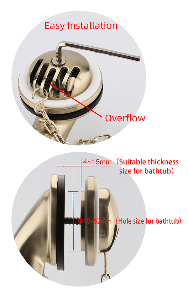 Chatsworth Traditional Exposed Bath Waste Kit Including Shallow P Trap - Brushed Brass