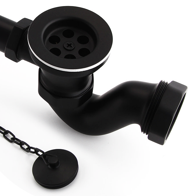 Chatsworth Traditional Exposed Bath Waste Kit Including Shallow P Trap - Matt Black
