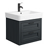 Chatsworth Traditional Graphite 560mm 2 Drawer Wall Hung Vanity with Matt Black Handles