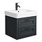 Chatsworth Traditional Graphite 560mm 2 Drawer Wall Hung Vanity with Matt Black Handles