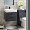Chatsworth Traditional Graphite 560mm 2 Drawer Wall Hung Vanity with Matt Black Handles
