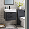 Chatsworth Traditional Graphite 560mm 2 Drawer Wall Hung Vanity with Matt Black Handles
