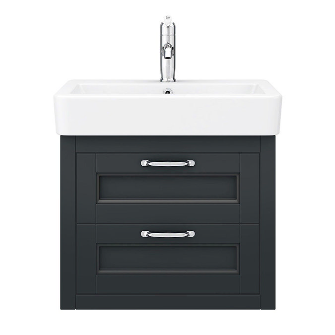 Chatsworth Traditional Graphite 560mm 2 Drawer Wall Hung Vanity  In Bathroom Large Image