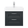 Chatsworth Traditional Graphite 560mm 2 Drawer Wall Hung Vanity  In Bathroom Large Image