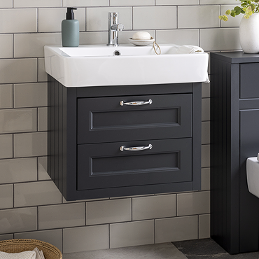 Chatsworth Traditional Graphite 560mm 2 Drawer Wall Hung Vanity