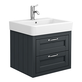 Chatsworth Traditional Graphite 560mm 2 Drawer Wall Hung Vanity  Large Image