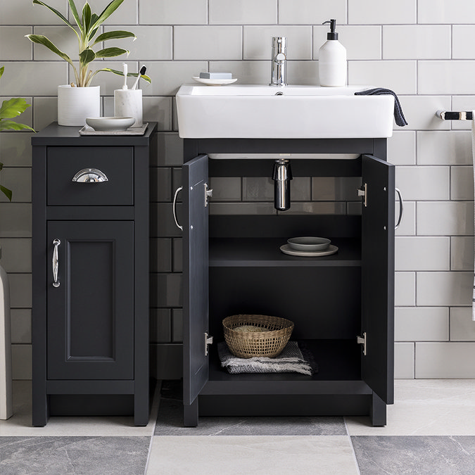 Chatsworth Traditional Graphite 560mm Vanity Sink + 300mm Cupboard Unit