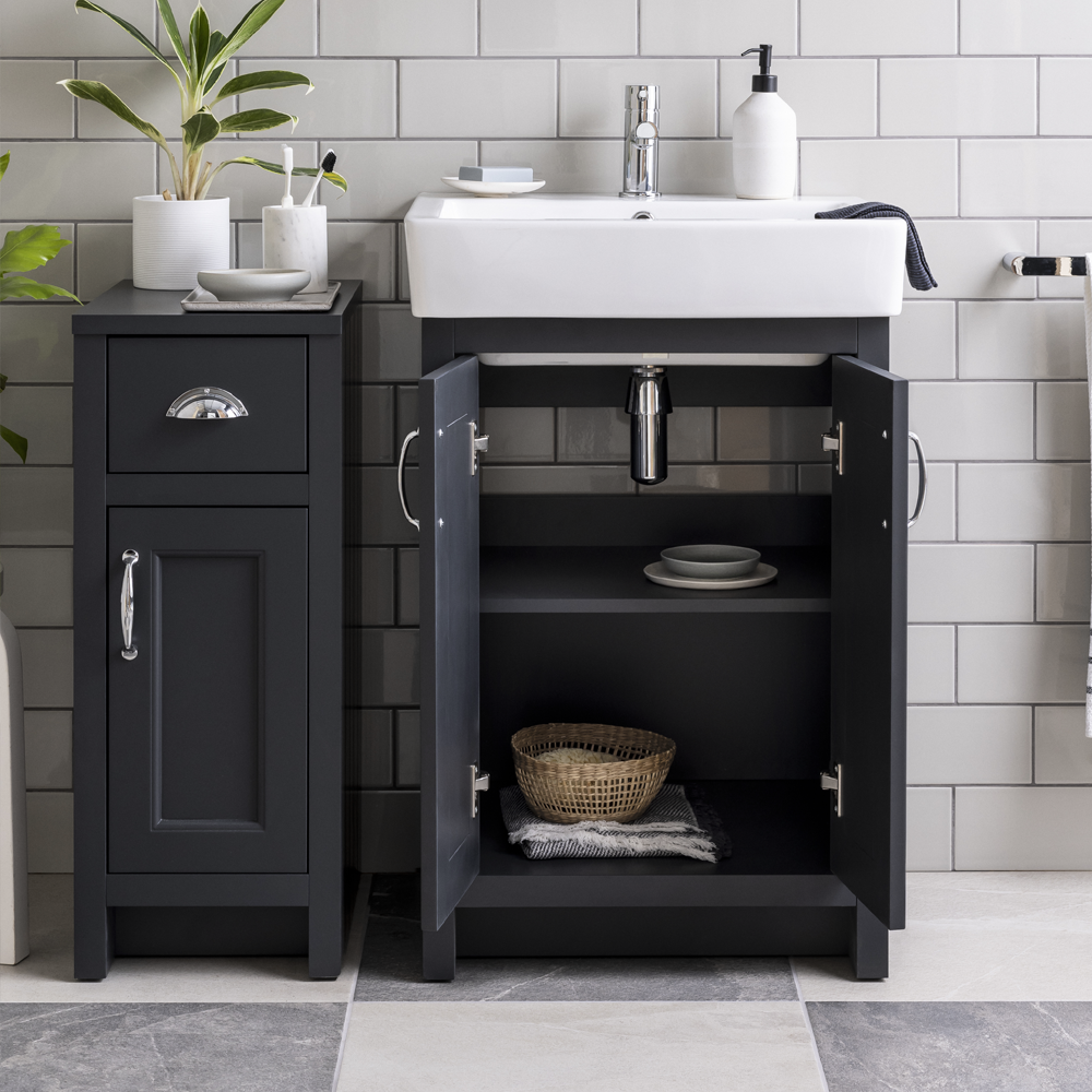 Chatsworth Traditional Graphite 560mm Vanity Sink + 300mm Cupboard