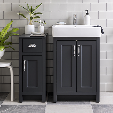 Chatsworth Traditional Graphite 560mm Vanity Sink + 300mm Cupboard Unit