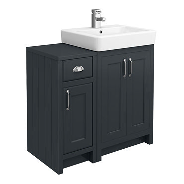 Chatsworth Traditional Graphite 560mm Vanity Sink + 300mm Cupboard Unit