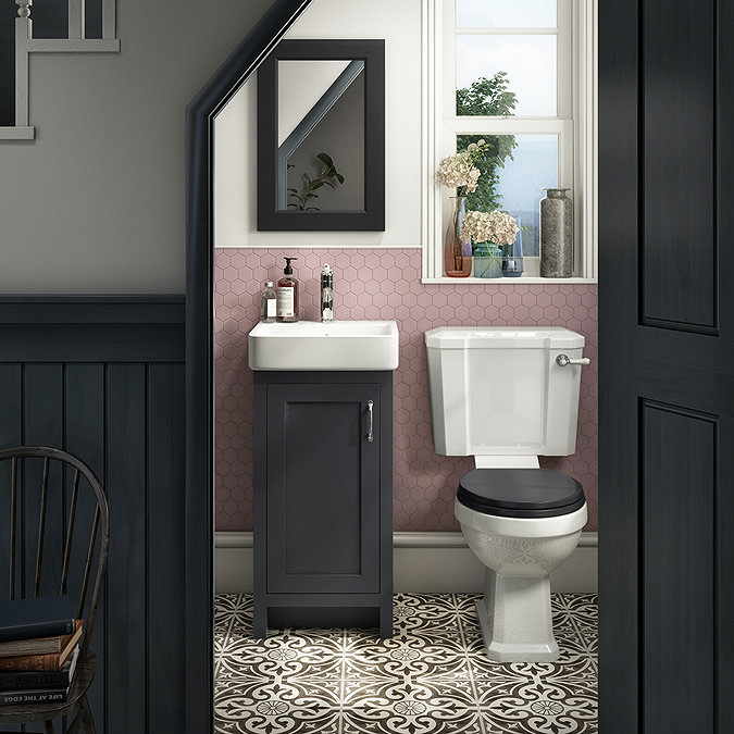 Chatsworth Traditional Graphite Cloakroom Suite (Vanity Unit + Close Coupled Toilet) Large Image