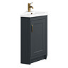 Chatsworth Traditional Graphite Corner Vanity Unit with Antique Brass Handle