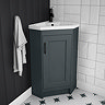 Chatsworth Traditional Graphite Corner Vanity Unit with Matt Black Handle Large Image