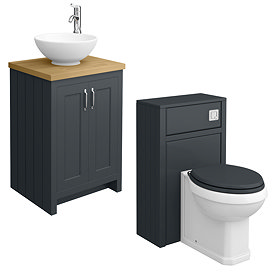 Chatsworth Traditional Graphite Countertop Vanity Unit + Toilet Package