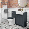Chatsworth Traditional Graphite Semi-Recessed Vanity - 600mm Wide with Antique Brass Handles