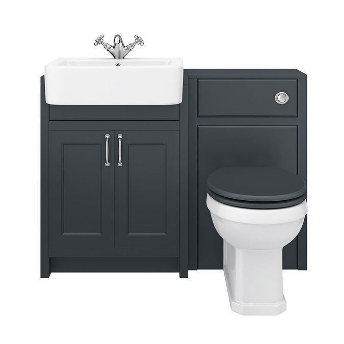 Chatsworth Traditional Graphite Semi-Recessed Vanity Unit + Toilet Package  Newest Large Image