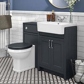Chatsworth Traditional Graphite Semi-Recessed Vanity Unit + Toilet Package Medium Image