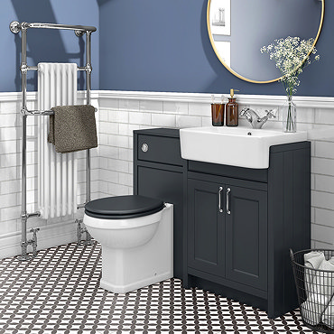 Chatsworth Traditional Graphite Semi-Recessed Vanity Unit + Toilet Package  Profile Large Image